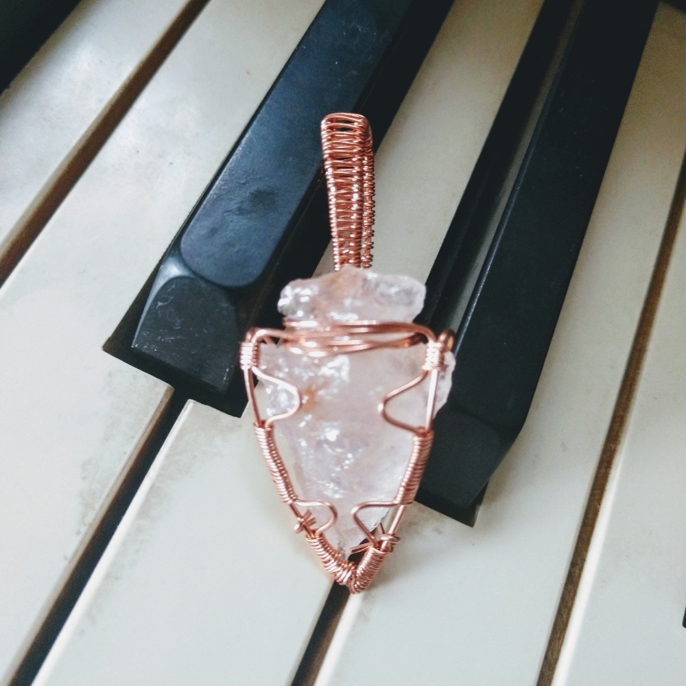Rose Quartz Arrowhead Pendant